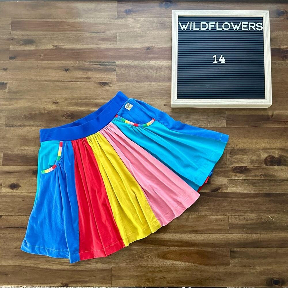 Wildflowers Back to School Color Wheel Paneled Skirt Colorful Rainbow Knit 14